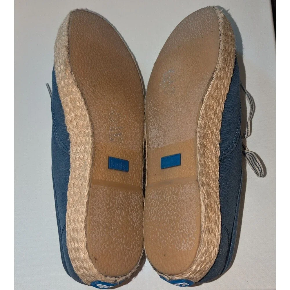 KEDS Women’s Ortholite Size 8 Chambray Jute Lace Up Tennis Shoes Loafers
